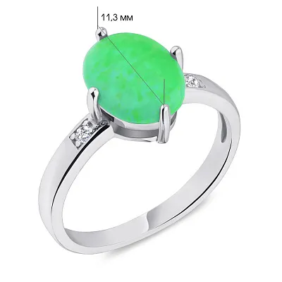 Серебряное кольцо с зеленым опалом и фианитами (арт. 7501/4724Поз)