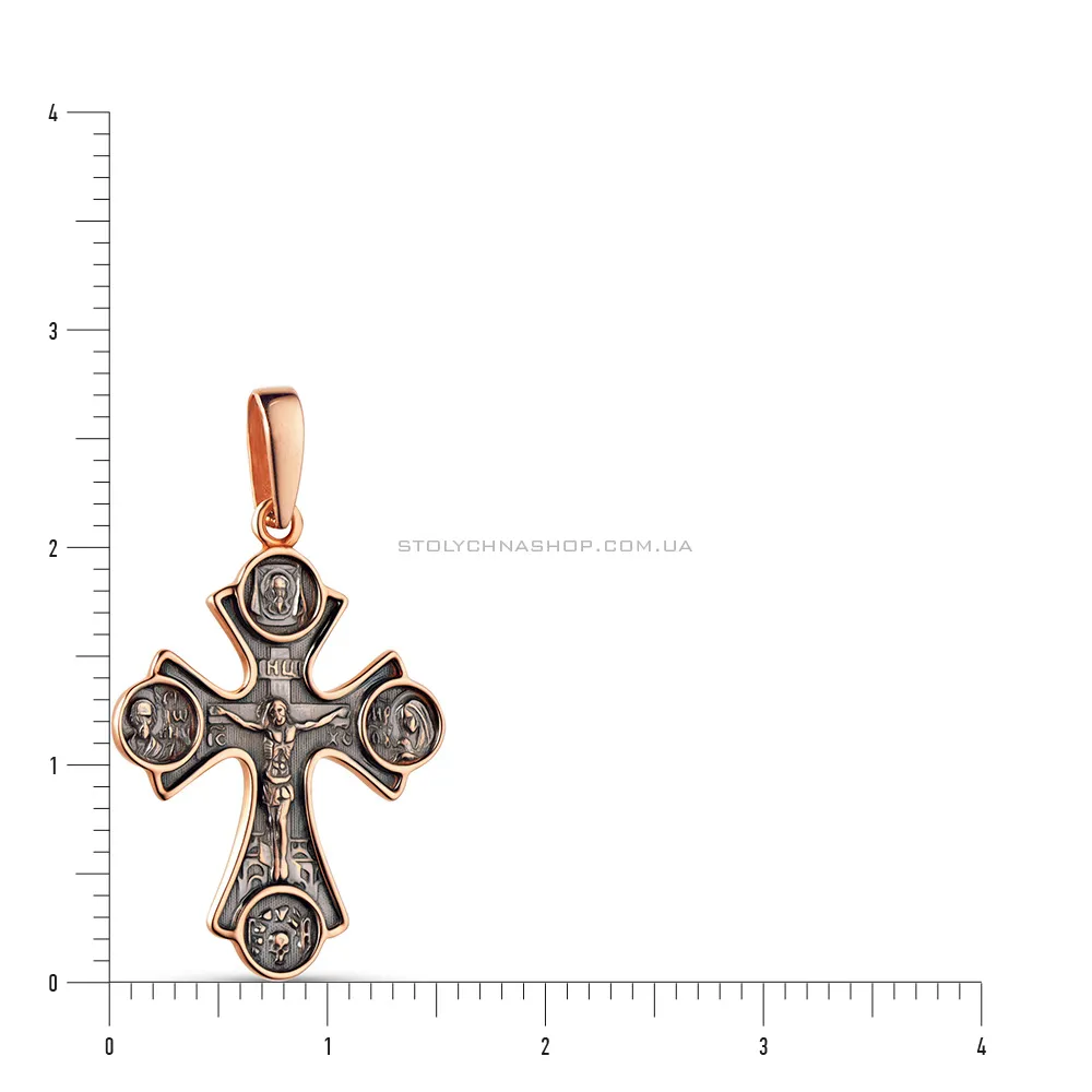 Золотой нательный крестик "Распятие Господне" (арт. 501670) - 2 - цена