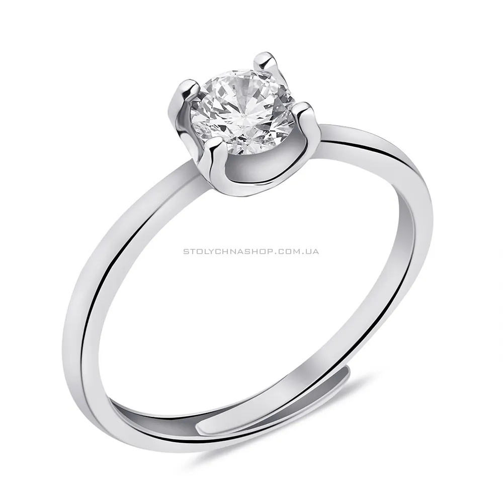 Безразмерное кольцо из серебра с фианитом (арт. 7501/6718) - цена