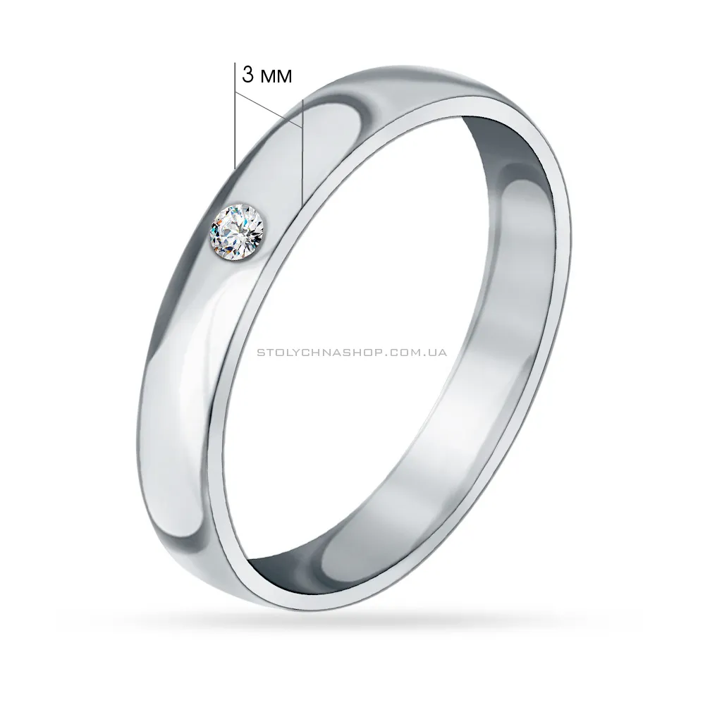 Обручальное кольцо с бриллиантом из белого золота (арт. К239183б) - 2 - цена