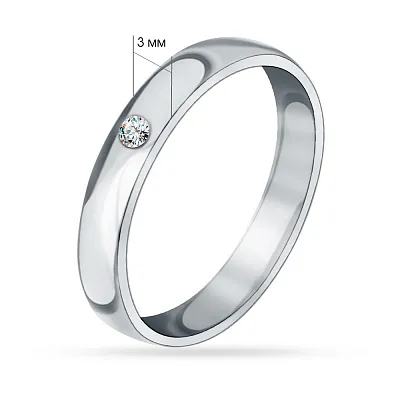 Обручальное кольцо с бриллиантом из белого золота (арт. К239183б)