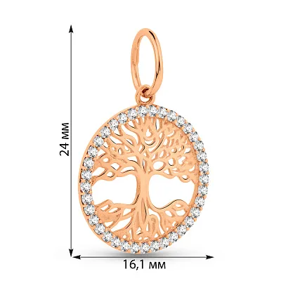 Золотий кулон Дерево життя з фіанітами (арт. 3105443101)