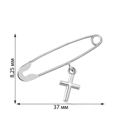 Шпилька «Хрестик» з білого золота (арт. 360024б)