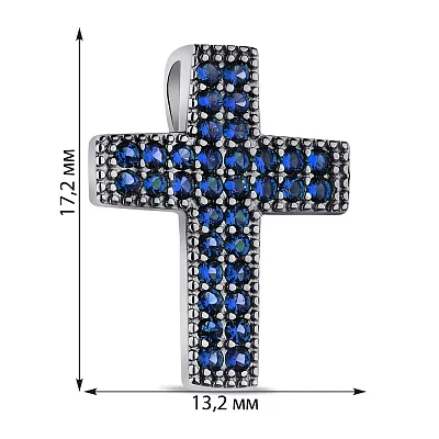Серебряный кулон Крестик с синими альпинитами (арт. 7503/3940ас)
