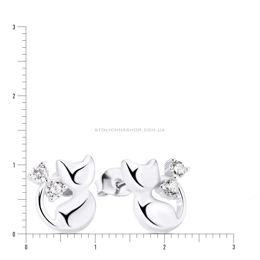 Срібні сережки пусети «Котики» з фіанітами (арт. 7518/5363)