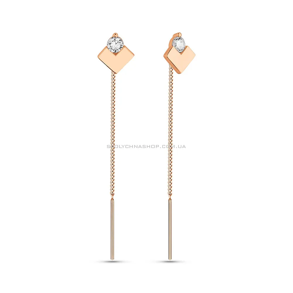 Золоті сережки протяжки з фіанітами (арт. 109707) - цена