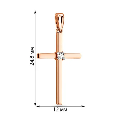 Золотой крестик с бриллиантом  (арт. 3100787201)