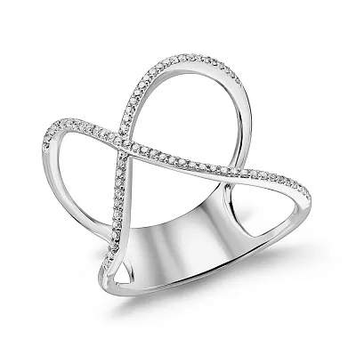 Широкое кольцо из белого золота с бриллиантами  (арт. К341495020б)
