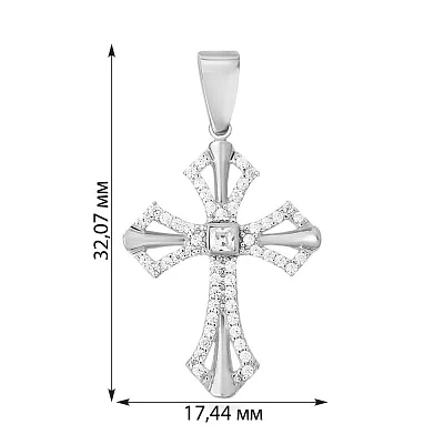 Золота підвіска-хрестик в білому кольорі металу (арт. 440437б)