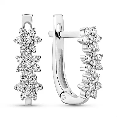 Серьги из белого золота с бриллиантами  (арт. С011218040б)