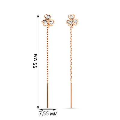 Золоті сережки-протяжки з фіанітами (арт. 107665)