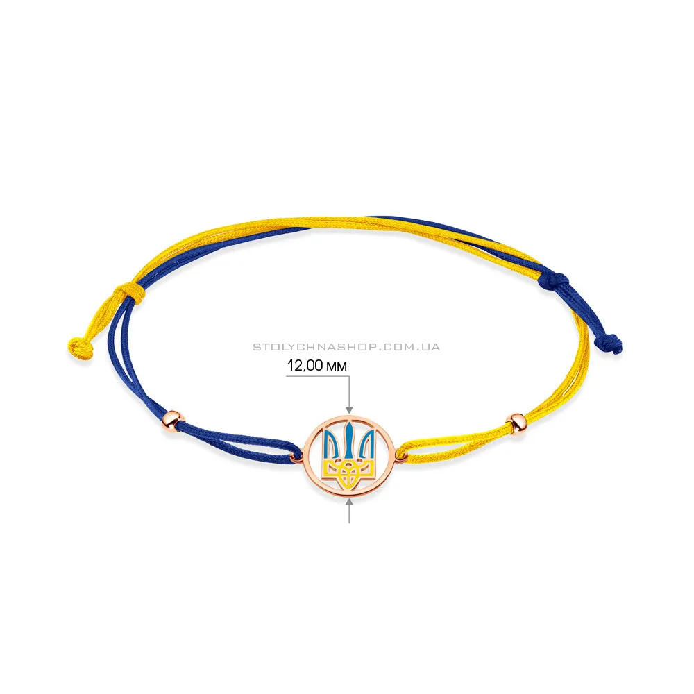 Браслет на шовковій нитці в синьому і жовтому кольорі з золотою вставкою  (арт. 340028сжесж) - 2 - цена