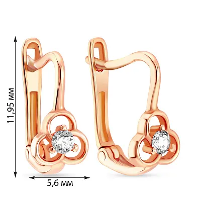 Детские золотые сережки с белыми фианитами (арт. 105519)