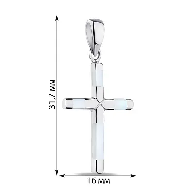 Крестик из серебра с перламутром (арт. 7503/3857п)