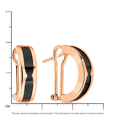 Сережки з червоного золота з чорним оніксом (арт. 108705о)