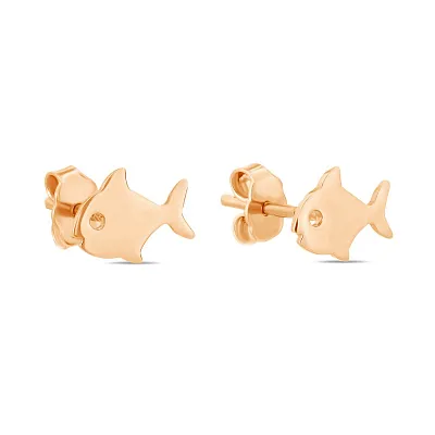Золотые сережки-пусеты «Рыбки»  (арт. 105353)