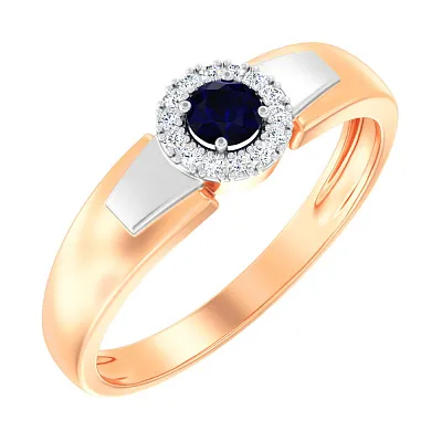 Золотое кольцо с сапфиром и бриллиантами (арт. К011065с)