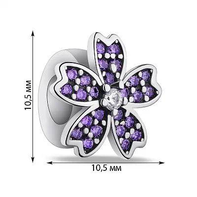 Срібний шарм Квітка з альпінітами (арт. 7903/3776аф)