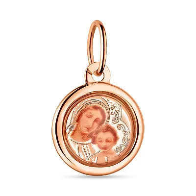Кругла золота ладанка «Божа Матір з немовлям» (арт. 405100)