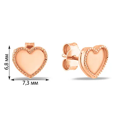 Золоті сережки-пусети у формі серця (арт. 1091002)