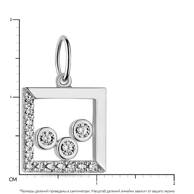 Подвес из белого золота квадратной формы с фианитами  (арт. 424461б)