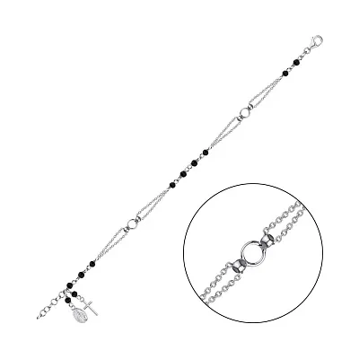 Браслет из серебра с подвесками и с ониксом (арт. 7509/3099о)