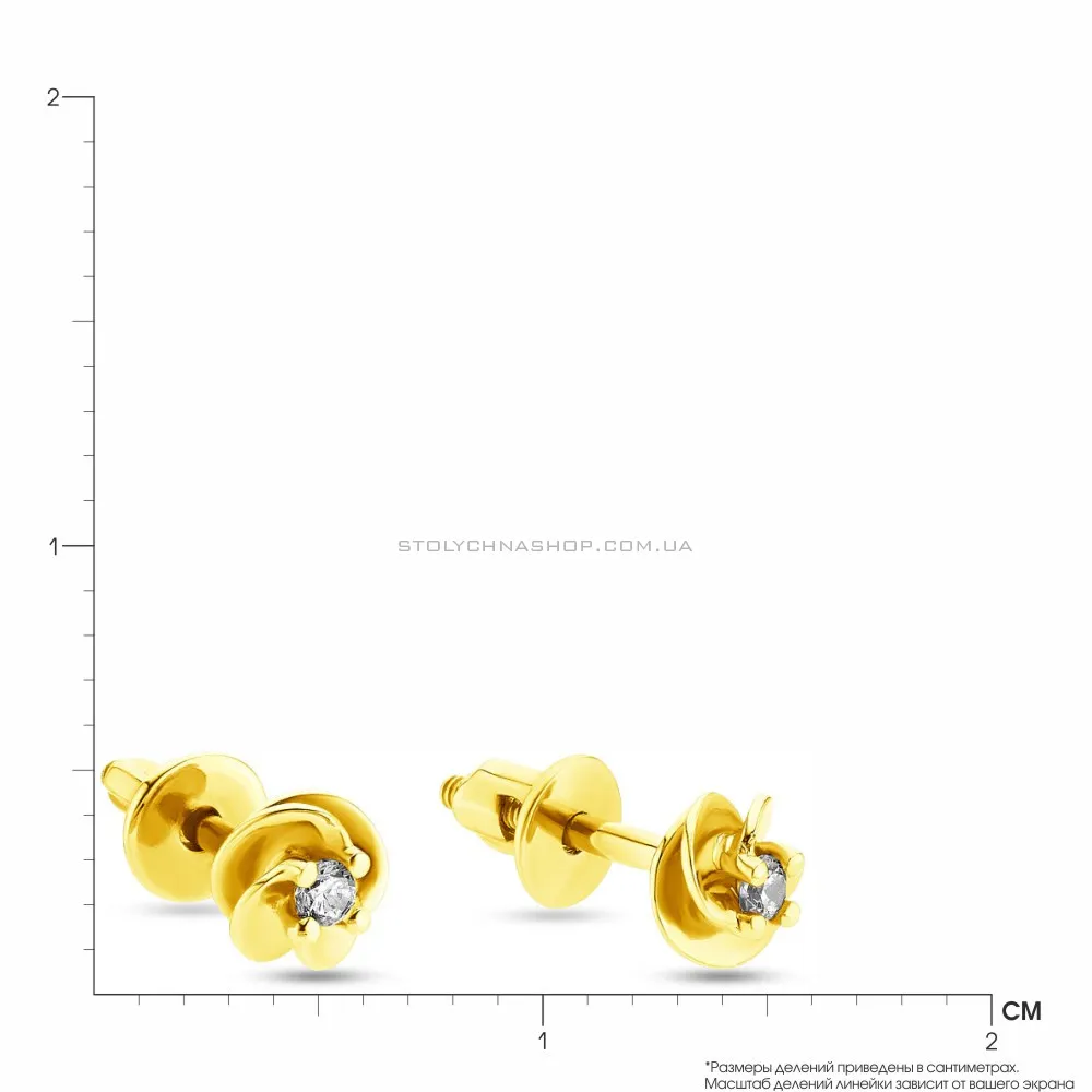 Золотые серьги пусеты с фианитами (арт. 110337ж)