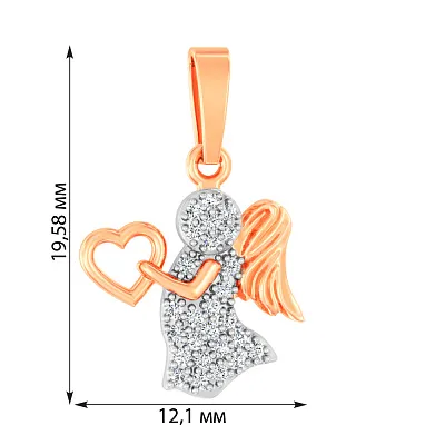 Підвіс з червоного золота "Янгол" з діамантами (арт. П011204010)