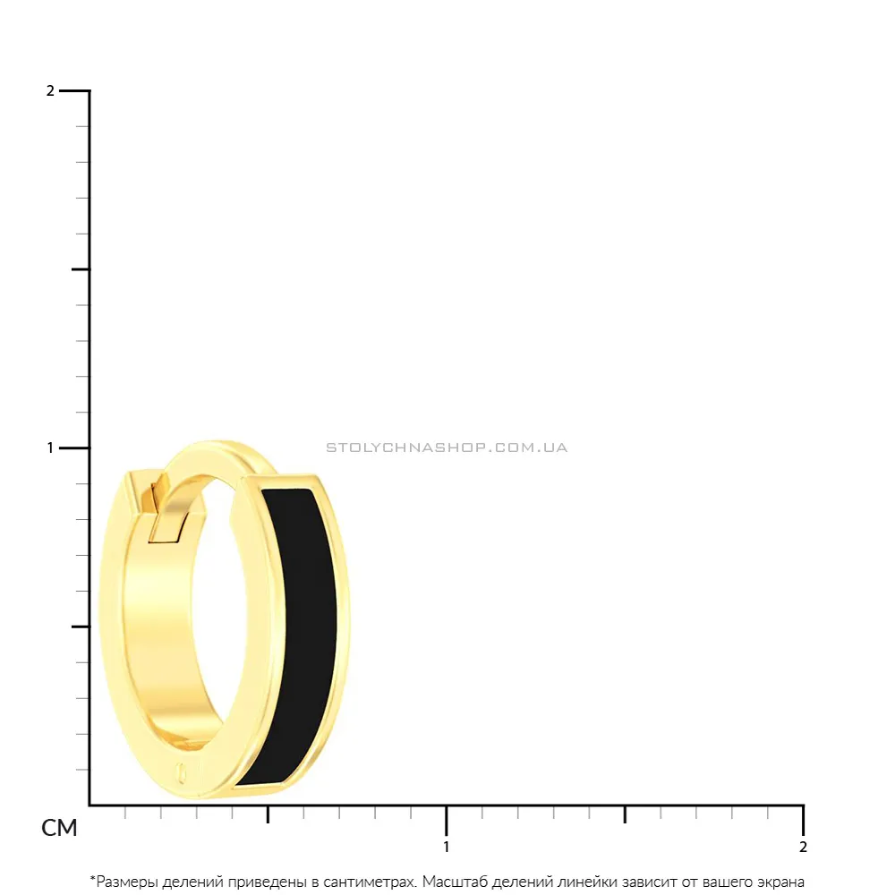 Серьга в одно ухо из желтого золота с эмалью  (арт. 110653жчЯ)