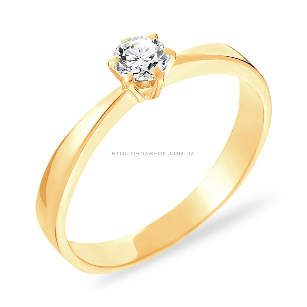 Золотое помолвочное кольцо с фианитом (арт. 140486ж)
