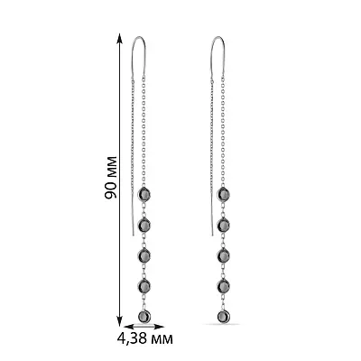 Сережки-протяжки зі срібла з фіанітами (арт. 7502/3856ч)