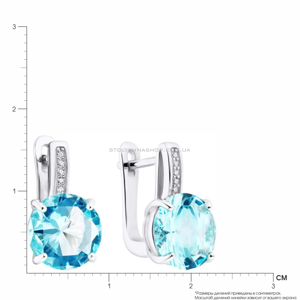 Серебряные серьги с голубыми фианитами (арт. 7502/3632цг) - 2 - цена