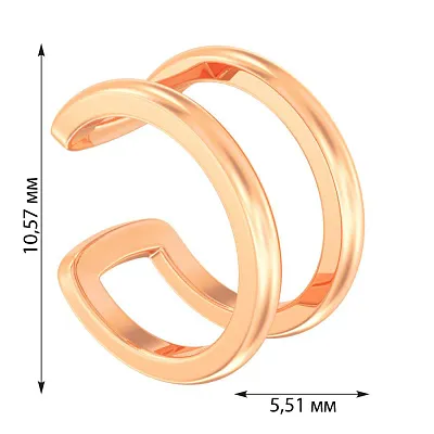 Одиночная серьга каффа из красного золота без камней (арт. 110854Я)