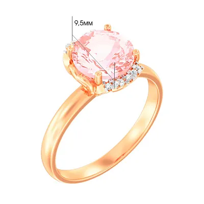 Золотое кольцо с розовым морганитом (арт. 141157ПмГ)