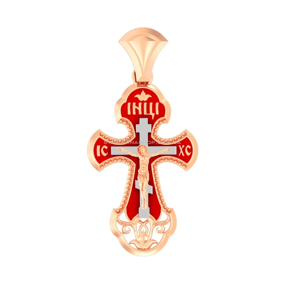 Золотой крестик с распятием и эмалью (арт. 501631к)
