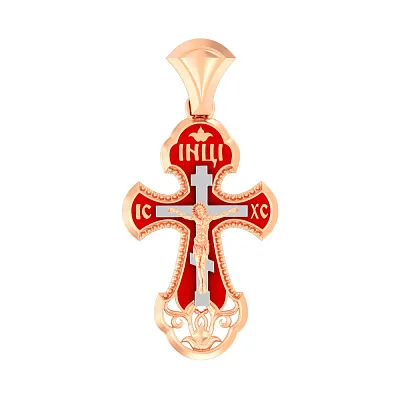 Золотой крестик с распятием и эмалью (арт. 501631к)