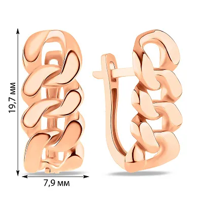 Серьги Звенья из красного золота (арт. 1091087)