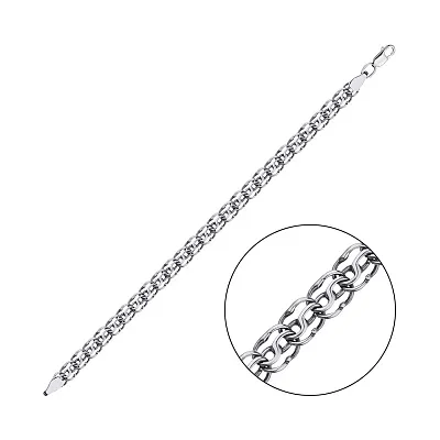 Срібний ланцюговий браслет плетіння Струмок (арт. 03113406ч)