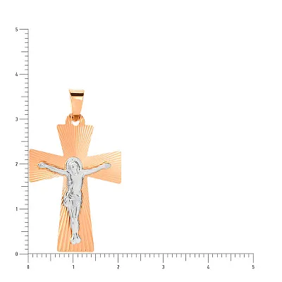 Хрестик з червоного та білого золота з розп'яттям (арт. 511043н)