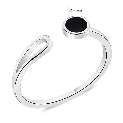 Серебряное незамкнутое кольцо с ониксом (арт. 7501/К2О/1022)