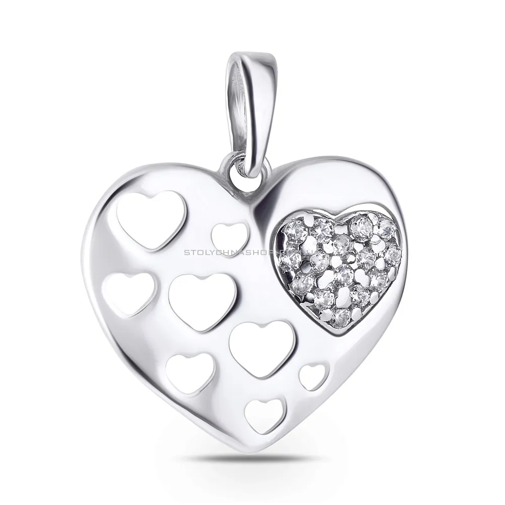 Серебряная подвеска «Сердце» с фианитами (арт. 7503/2367) - цена