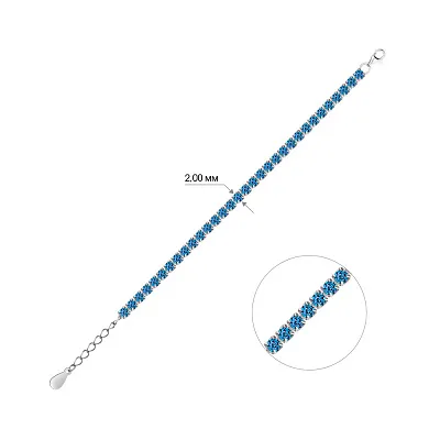 Браслет серебряный с дорожкой из голубых альпинитов  (арт. 7509/1218/1аг)