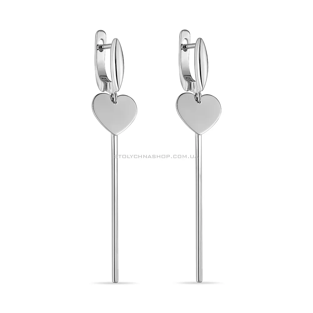 Сережки-підвіски зі срібла з сердечками (арт. 7502/3869) - цена