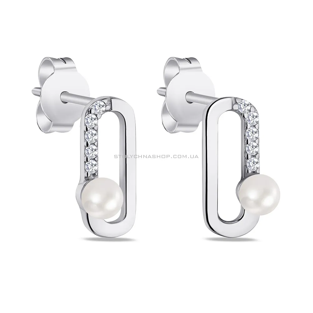 Сережки зі срібла Trendy Style з перлинами і з фіанітами  (арт. 7518/6210жб) - цена