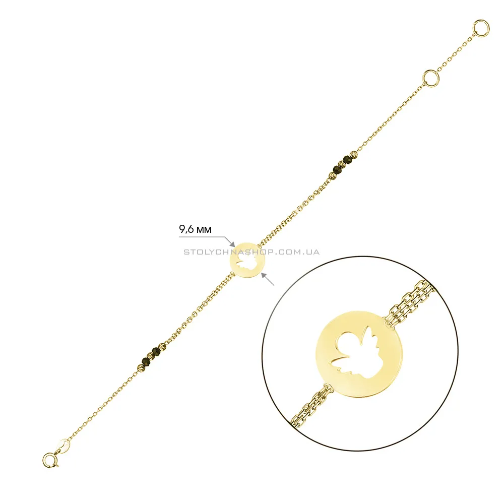 Браслет из желтого золота с ониксом  (арт. 324015жо) - 2 - цена