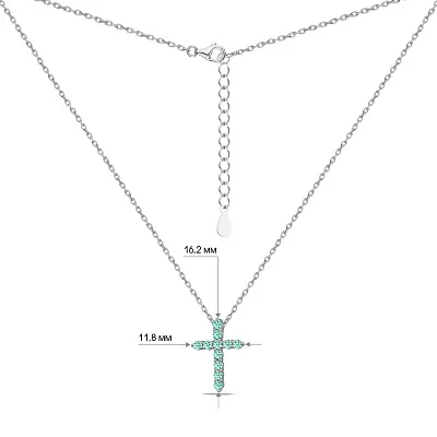 Срібне кольє Хрестик з фіанітами  (арт. 7507/1477аз)