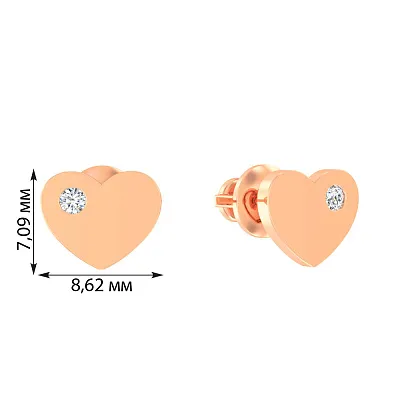 Золоті сережки пусети «Серденька» з фіанітом (арт. 110550)