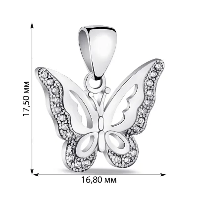 Срібний кулон Метелик з фіанітами  (арт. 7503/3870)