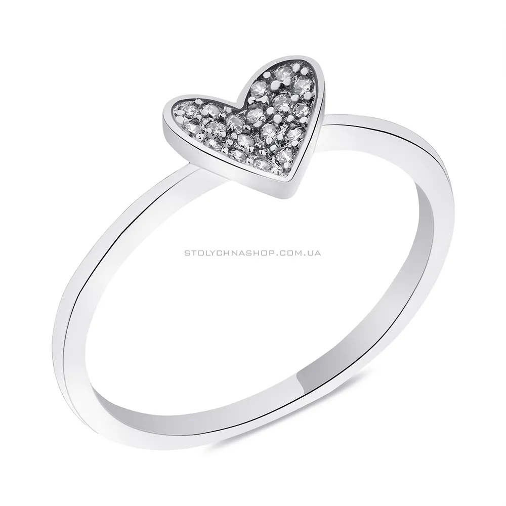 Срібна каблучка Серце з фіанітами  (арт. 7501/6132)