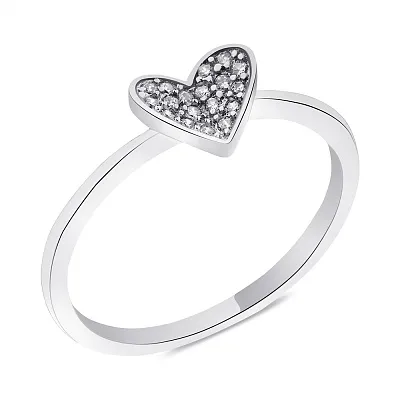 Серебряное кольцо Сердце с фианитами  (арт. 7501/6132)